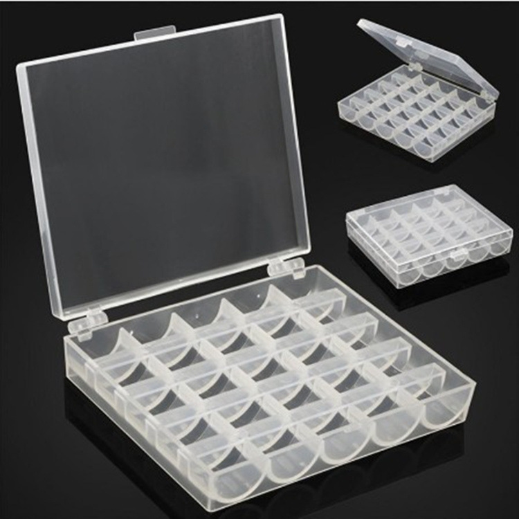 Bobbin box quality 25 grid plastic transparent bobbin box storage box sewing machine household bobbin box