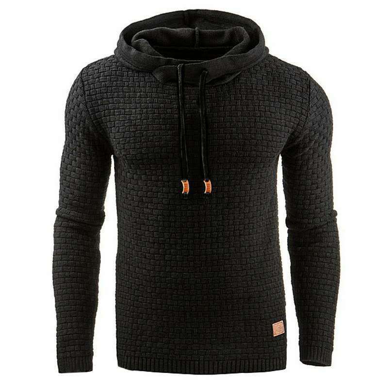 2023 spring and winter European and American men's Jacquard sweater long sleeve hoodie warm color hooded sports sweater men's coat