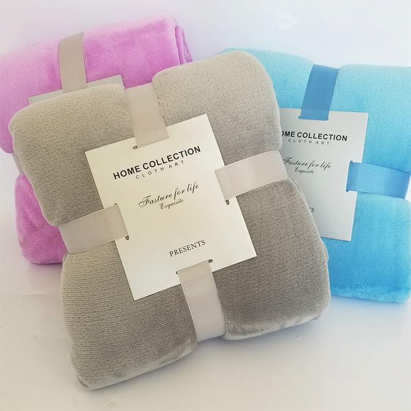 Solid color blanket flannel blanket travel blanket office nap air conditioning blanket coral fleece bed sheet gift wholesale