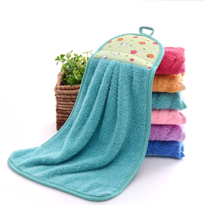 Hanging coral fleece towel bathroom towel wholesale kitchen cleaning rag children's handkerchief absorbent towel