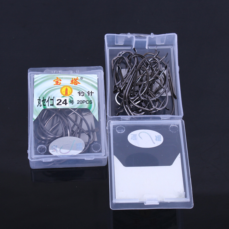 Pagoda fishhook pill shiiseini Yidou tube with hole high carbon steel needle barbed boxed fishhook fishing gear wholesale