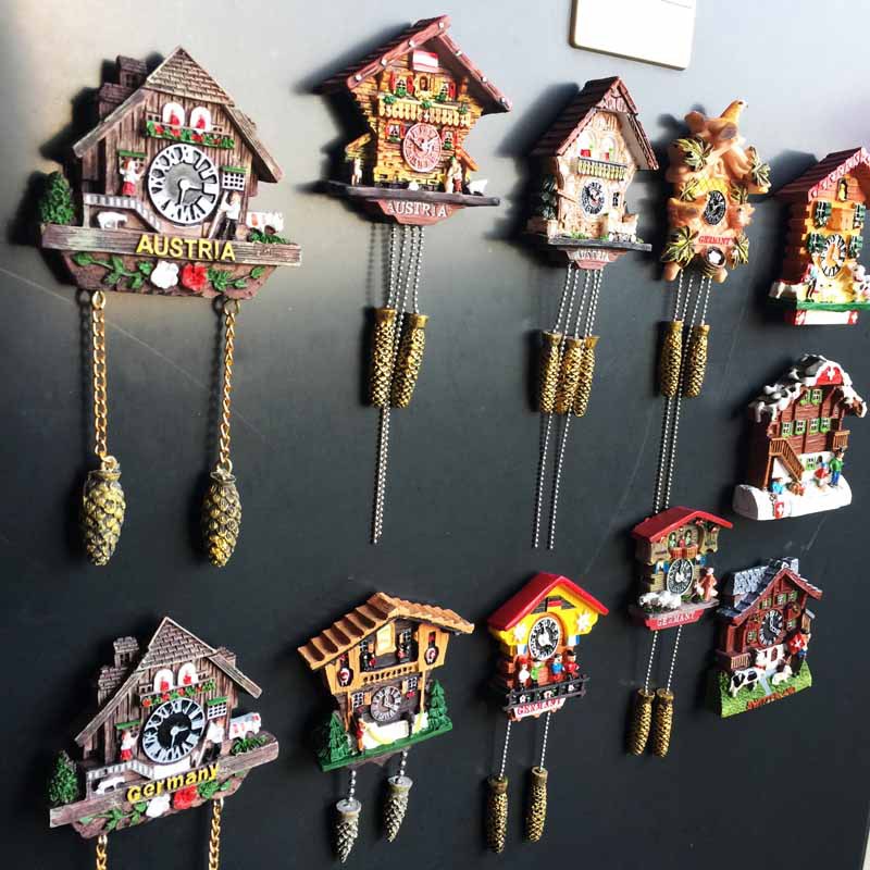 Factory spot wholesale Germany Austria Switzerland tourism commemorative crafts gifts cuckoo clock painted refrigerator magnets