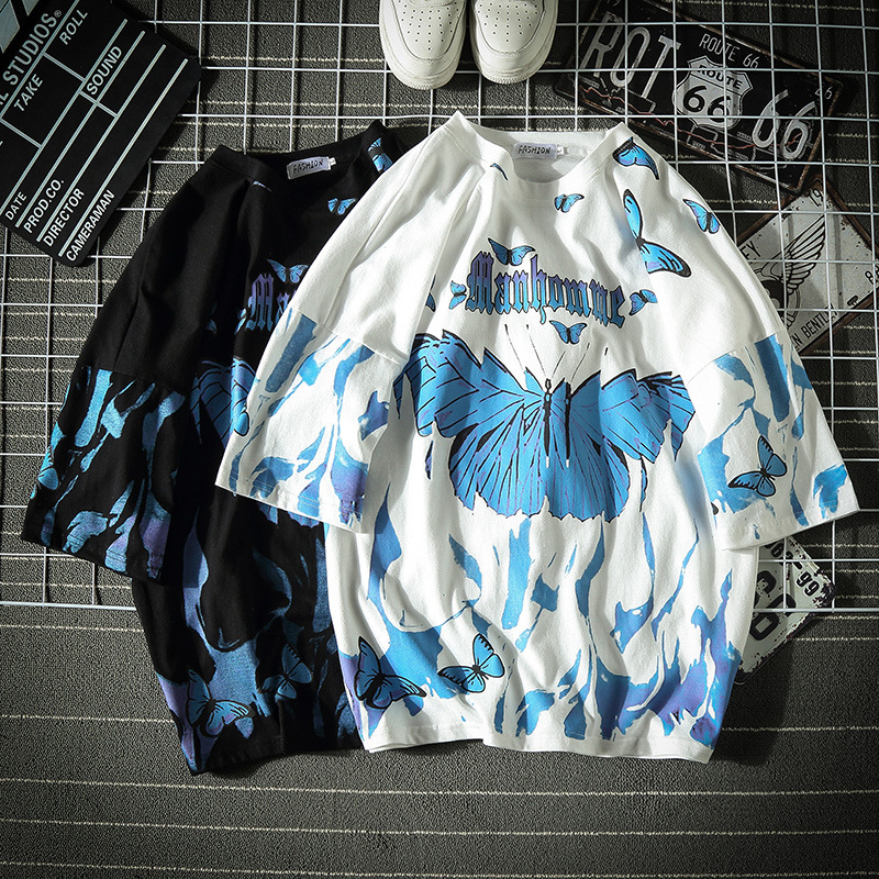 Japanese Style Short-sleeved T-shirt Men's Summer White Trendy Brand All-match ins Fashionable Simple Loose T-shirt Half-sleeved Top