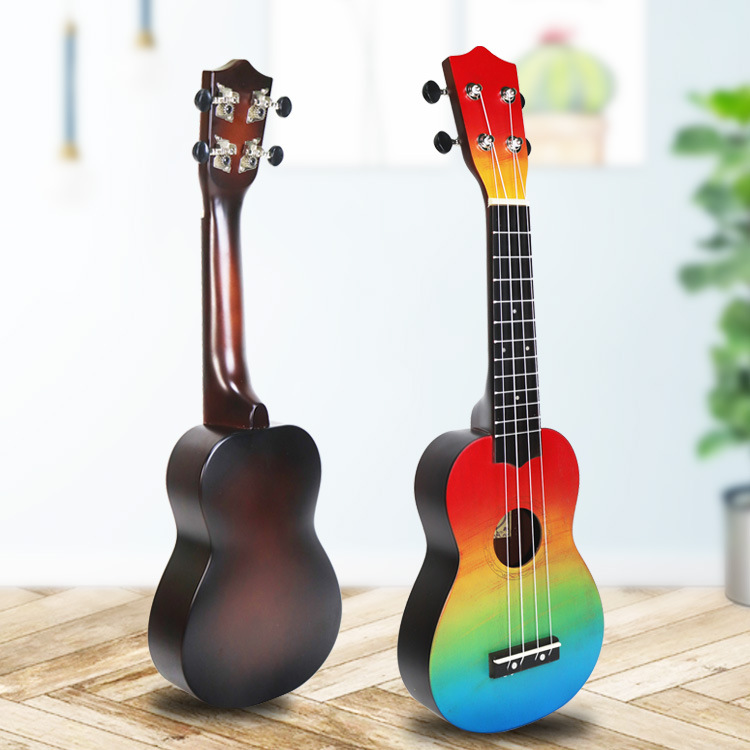 Map ukulele cartoon painted hand-painted ukulele musical instrument factory custom processing logo21 inch beginner