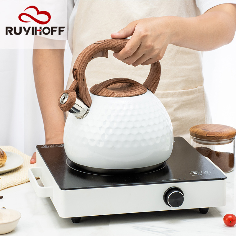 White Recessed Tone Whistling Kettle 2.8L Amazon Cross-border Wholesale Hotel Kitchen Tone Kettle Gas Universal