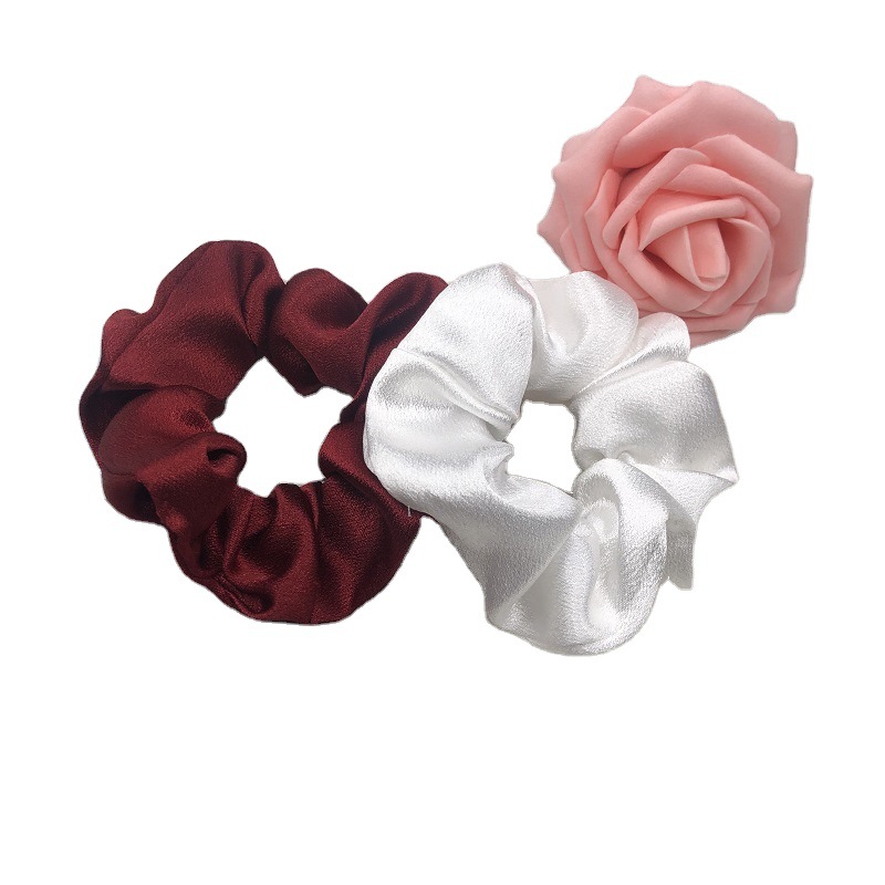Cross-border wholesale large intestine hair ring satin fabric ins Korean version of bright color temperament all-match hair accessories hair ring