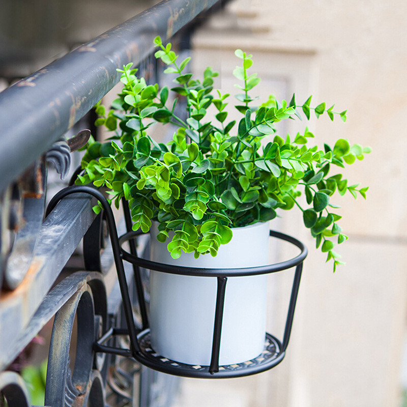 Balcony Railing Wall Hanging Small Flower Rack Guardrail Hanging Flower Pot Rack Living Room Windowsill Hanging Basket Green Rose Hanging Flower Rack