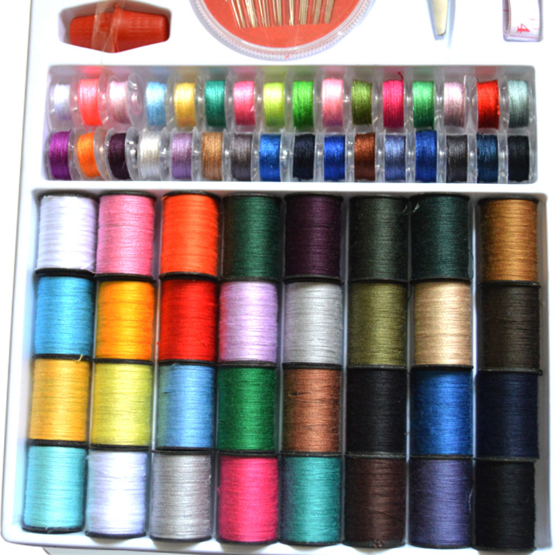 Color sewing machine thread (64 rolls) set sewing thread household multi-color set sewing box factory direct wholesale