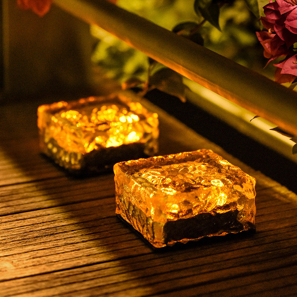Cross-border Solar LED floor tile lamp Ice tile lamp glass underground lamp outdoor courtyard rainproof lawn lamp decorative lamp