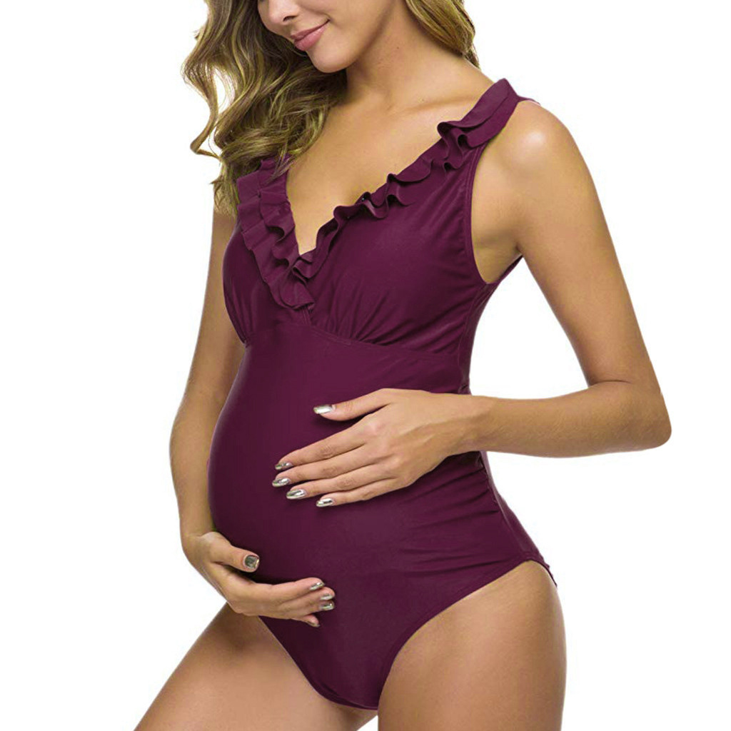 2020 New Foreign Trade Amazon Sexy Fashion Ruffled Pregnant Women One-piece Swimsuit US Size
