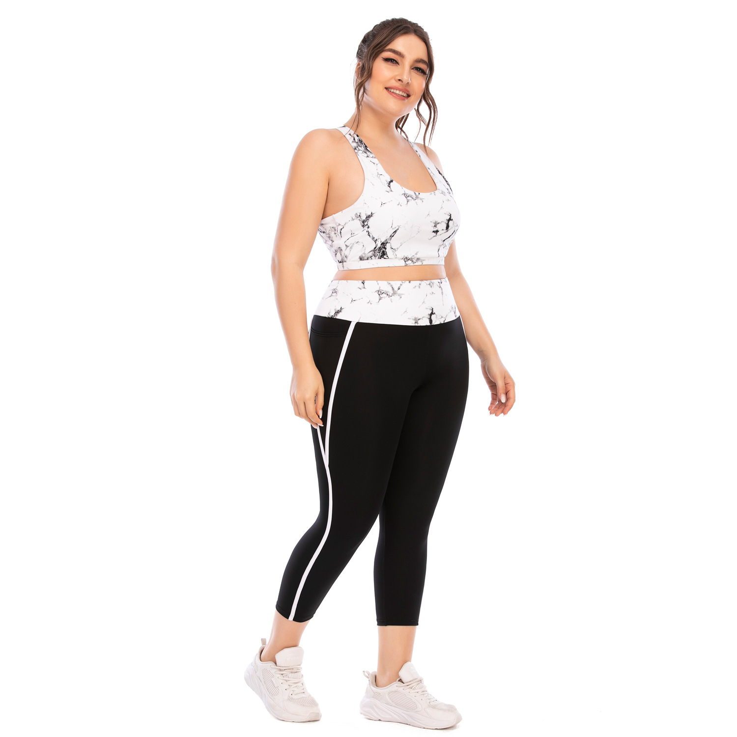 European and American fitness clothes suit plus size yoga clothes tight Barbie pants sports bra Australian time 12045+12046