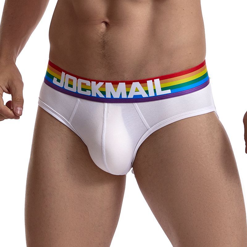 JOCKMAIL Rainbow Briefs Low Waist Sexy Solid Color Cotton Breathable Transparent Men's Underwear Summer Trendy Quick-drying Sports - ShopShipShake