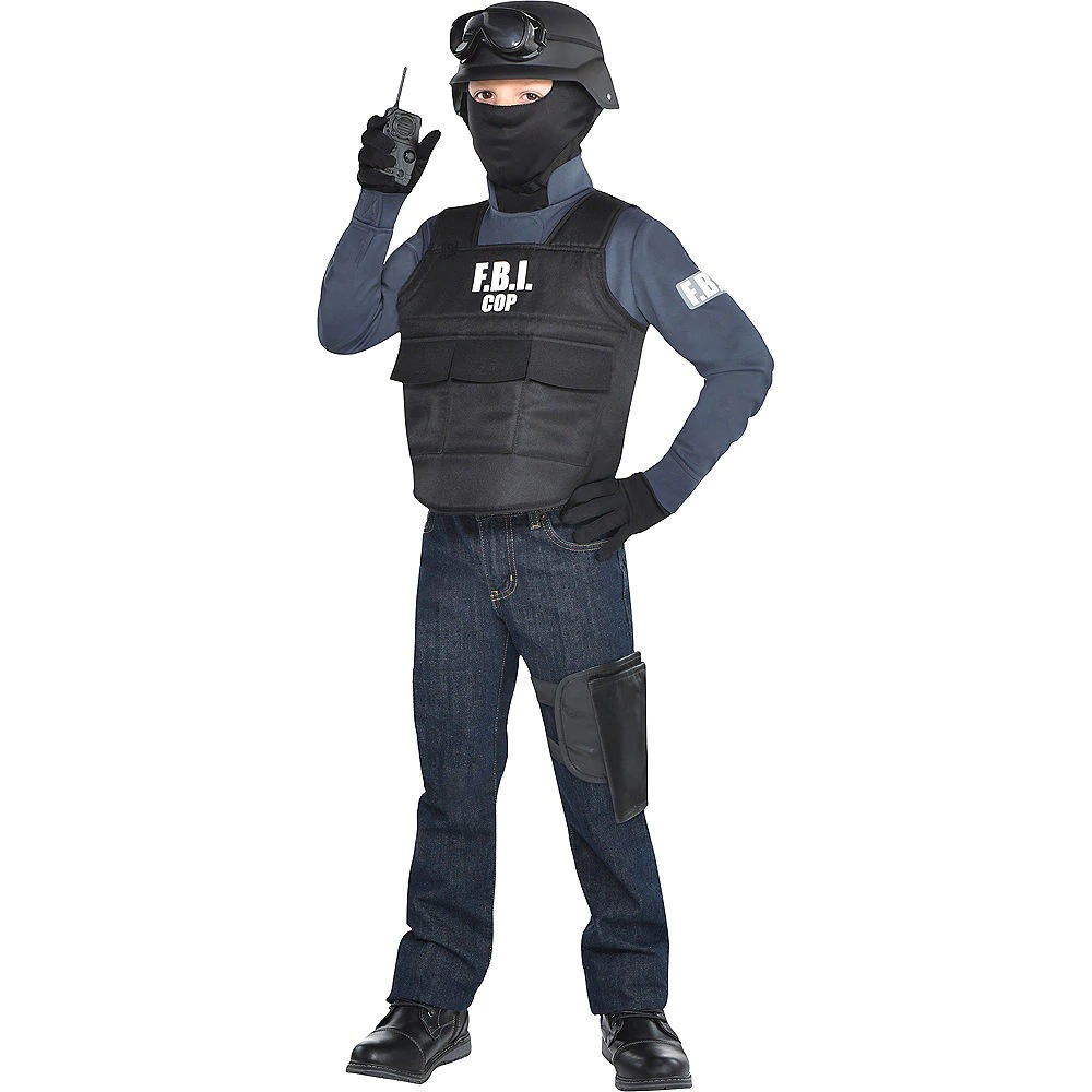 Children's Play Costume FBI Agent Bulletproof Vest Set of 5 Bulletproof Jacket Police Performance Costume Halloween Costume