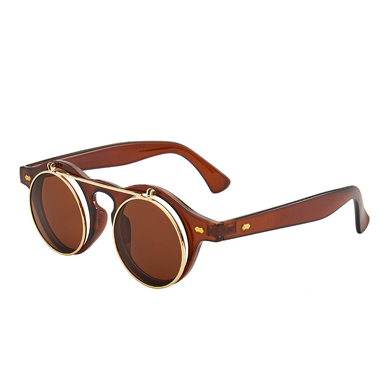 Steampunk Double Layer Flip Glasses Sunglasses Dual-purpose Sunglasses European and American Sunglasses Cross-border Glasses in stock