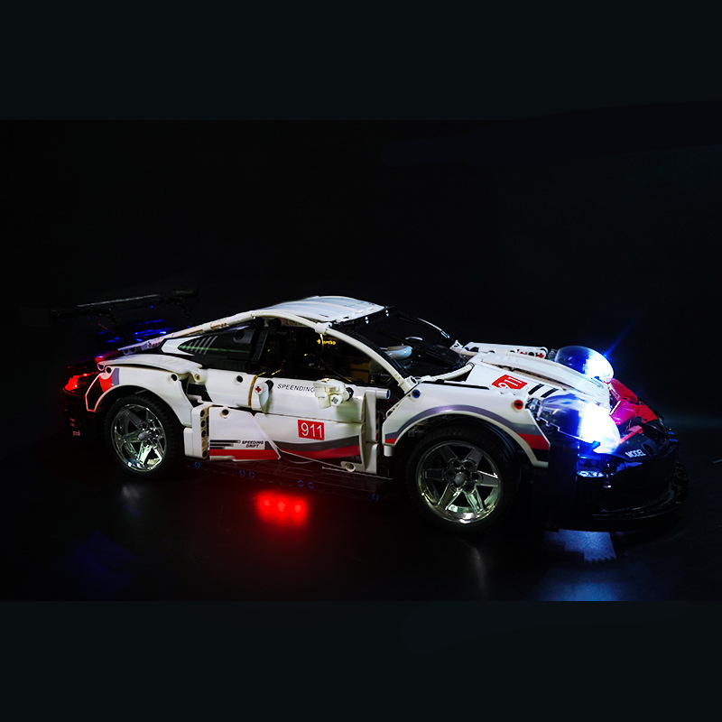 LEGO 911RSR spor araba blok aydınlatması, lityum pil uzaktan kumandalı aydınlatma ile uyumlu oyuncak LP blok aydınlatması_voghion.com