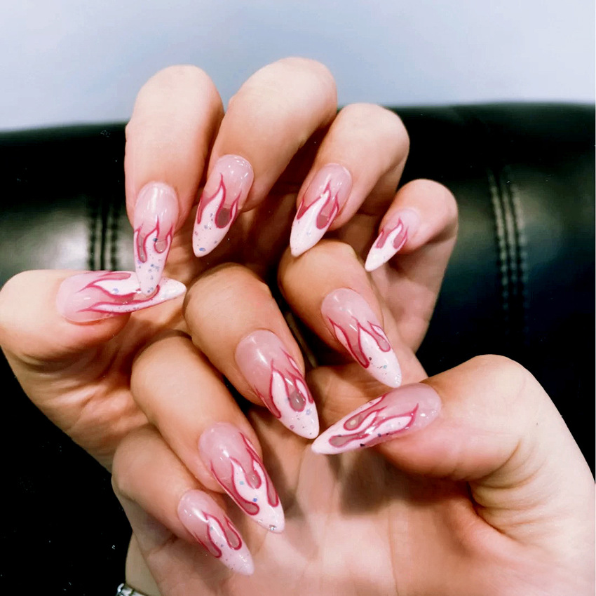 Jennie with flame nail European and American fake nail patch fake nail piece wear nail nail nail N5 - ShopShipShake