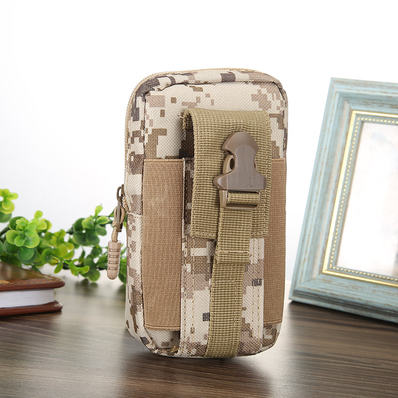 Men's canvas zipper waist bag mobile phone bag camouflage buckle coin purse mobile phone bag wear belt waist bag wholesale