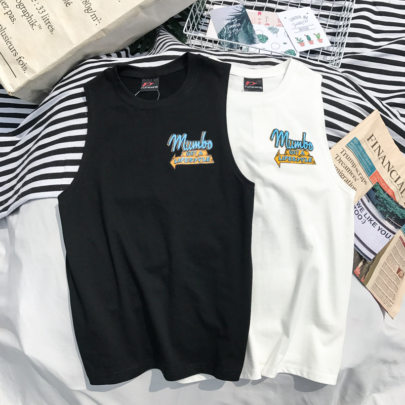 Summer ins Trendy Brand Vest Boys Korean Style Casual Sports T-Shirt Trendy Loose Sweatshirt Waistcoat Sleeveless Top