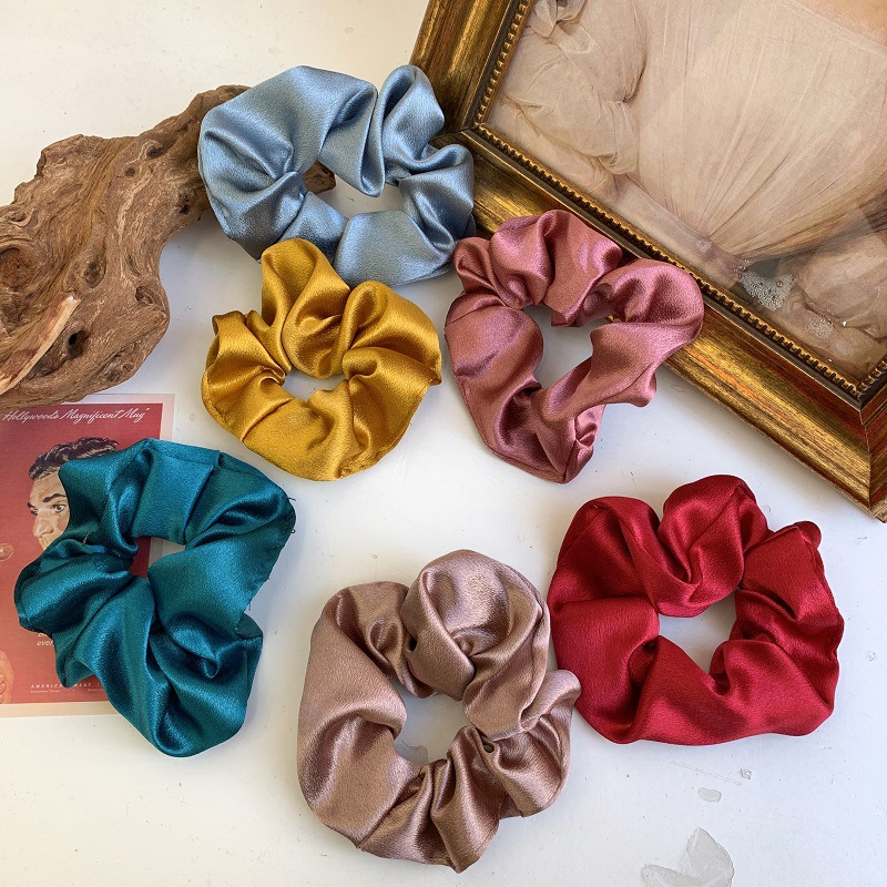 New solid color satin large intestine ring Korean simple pig large intestine hair ring adult temperament foreign trade fat intestine ring manufacturers
