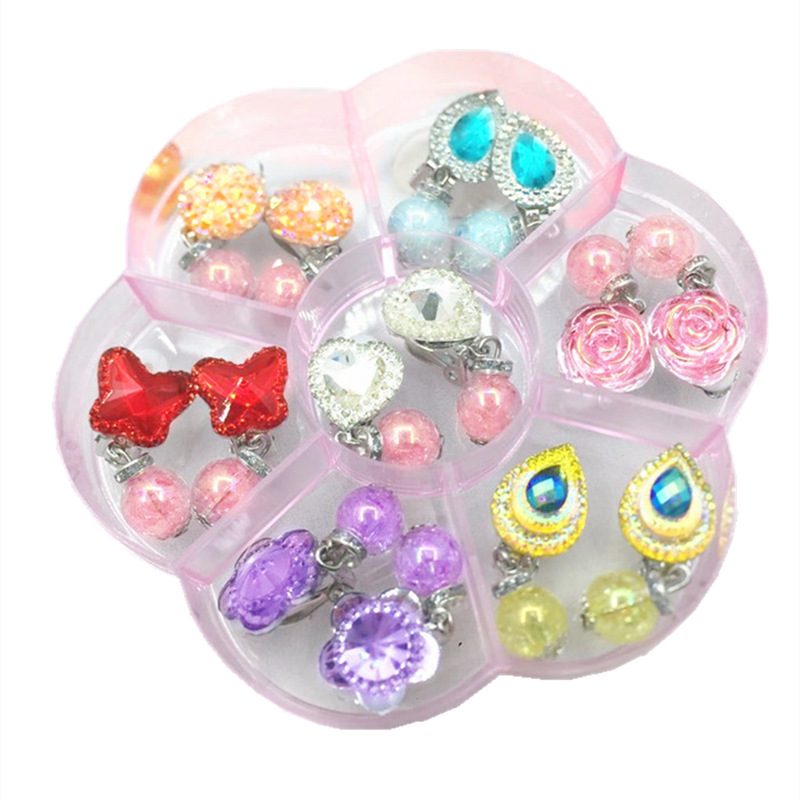 Factory girls new children's Phoenix butterfly flower little princess no hole no hole ear clip earrings plum box set
