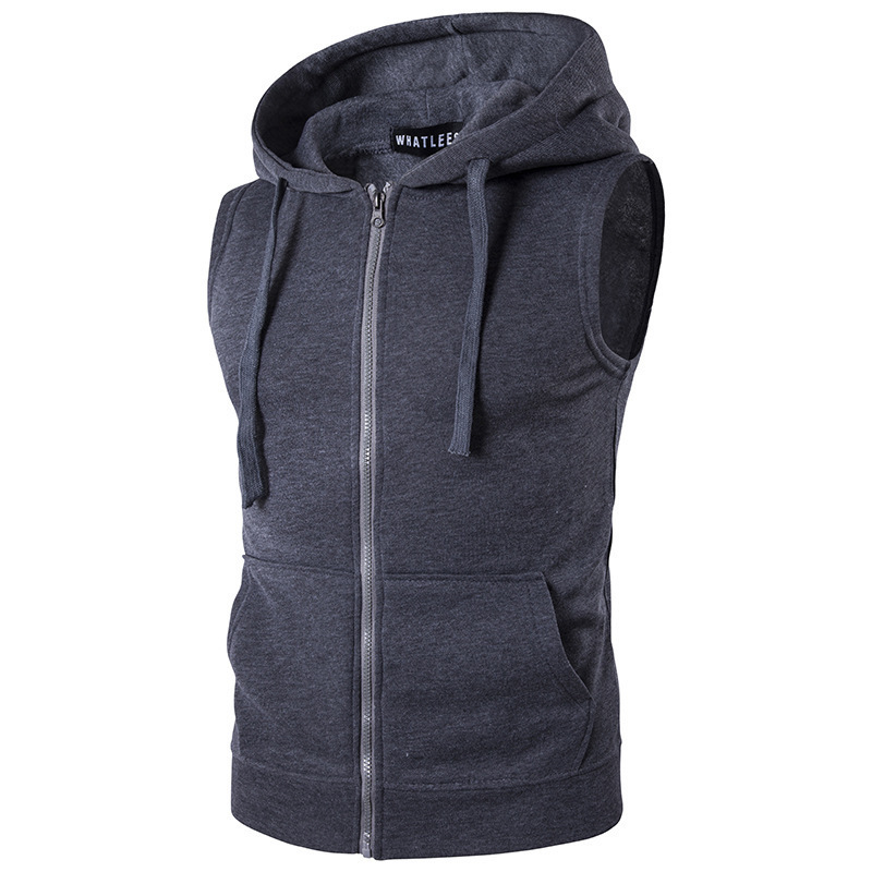 2019 foreign trade new men's hooded zipper pocket sweater vest coat hooded vest M19