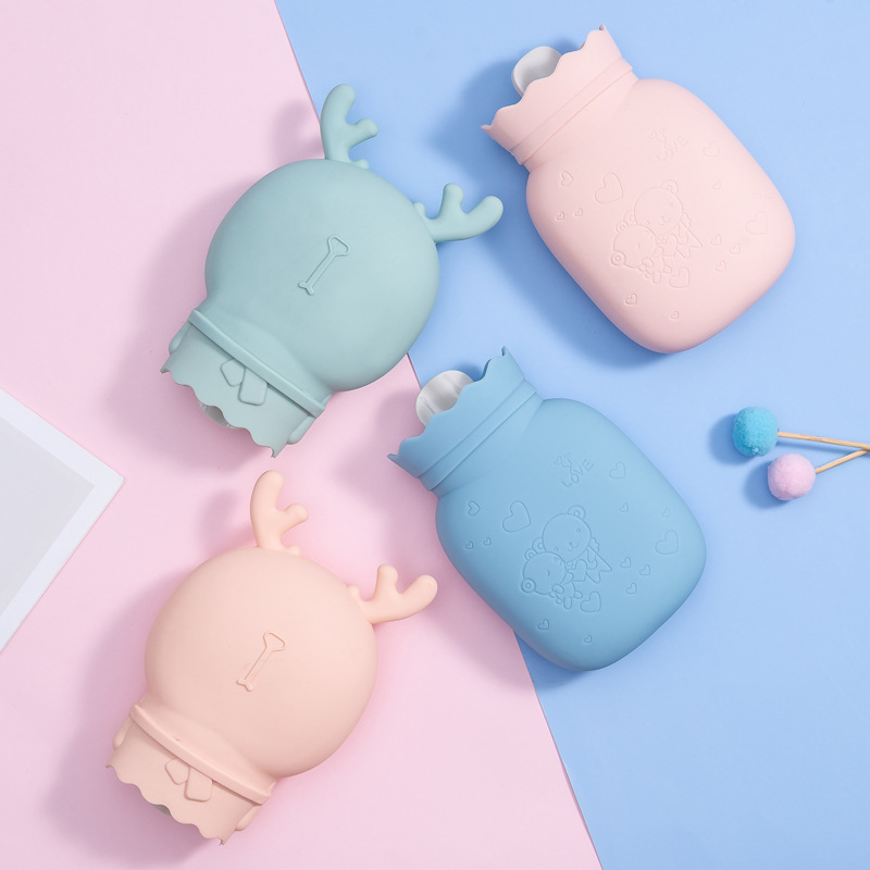 Cartoon Silicone Water Injection Hot Water Bag Portable Handbag Warm Baby Belly Explosion-proof Hot Water Bag