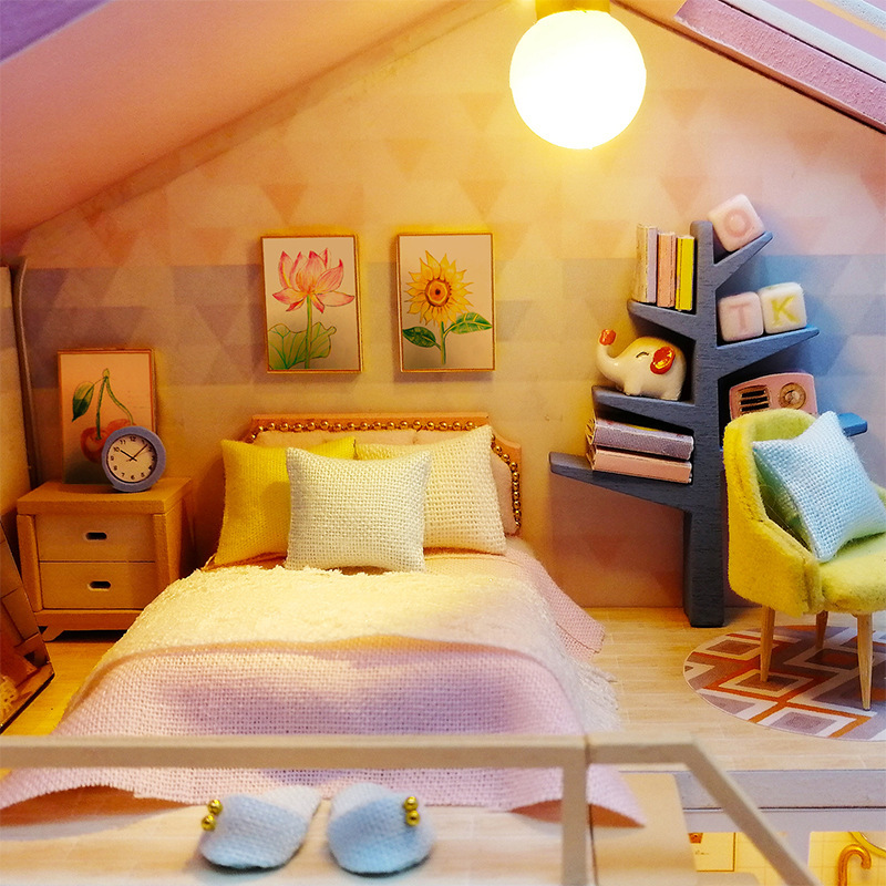 弘達diy手作り人形小屋クリエイティブ誕生日プレゼント玩具メーカー卸売りins風蜜語時間家|undefined