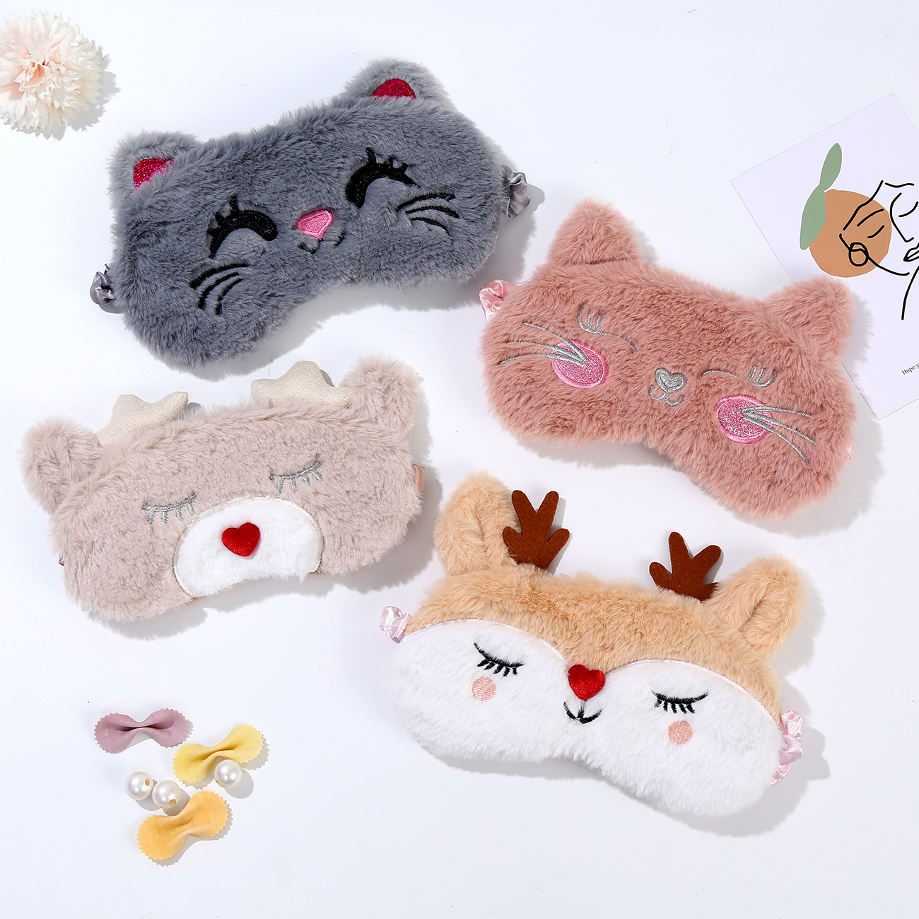 Amazon foreign trade Christmas new sleep eye mask cartoon animal elk shading eye mask wholesale in stock supply
