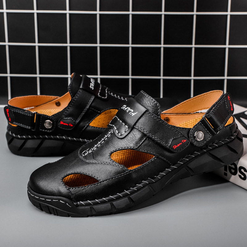 Men's Outdoor Sandals 71713 Large Size Cross-border Outdoor Men's Dual-purpose Leather Sandals Toe Slippers