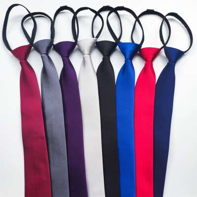 Tie men's solid color easy to pull 6cm business administrative zipper tie factory wholesale