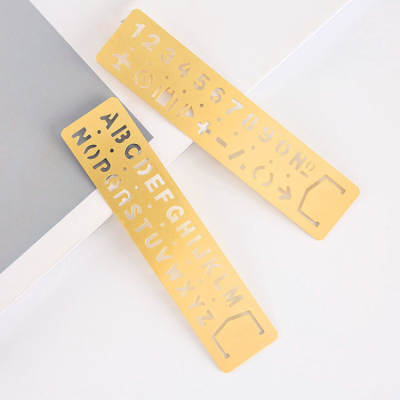 Metal Bookmark Measuring Drawing Ruler Primary School Students Hollow Bookmark Multifunctional Alphanumeric Template Ruler