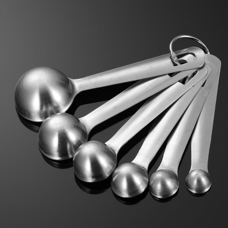 En 304 Stainless Steel Measuring Spoon 6-piece Set Kitchen Baking Supplies Multi-specification Square Spoon Cross-border Tea Spoon Seasoning Spoon