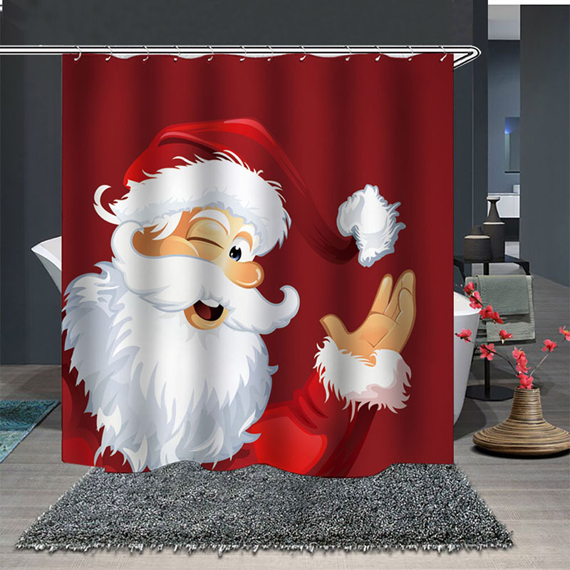 Direct supply cross-border hot Christmas 3D digital printing shower curtain partition curtain polyester waterproof mildew proof shower curtain a generation of hair
