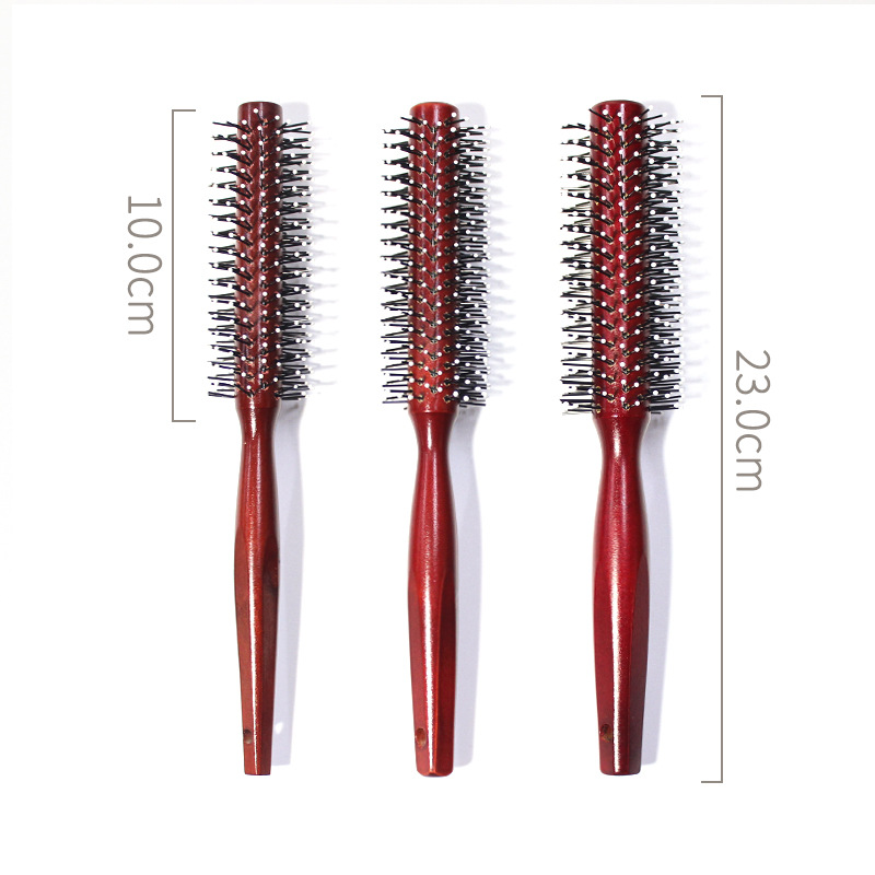 Wooden hair-free curling comb with inner buckle pear flower head shape comb V-shaped round hair rolling comb fluffy wave head temperature resistance