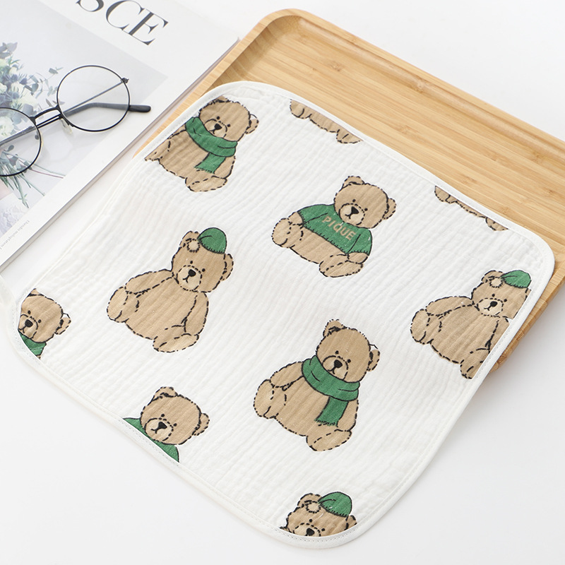 Four layer cloud feeling yarn baby gauze towel newborn saliva towel Cotton Bath Children's Special face towel foreign trade