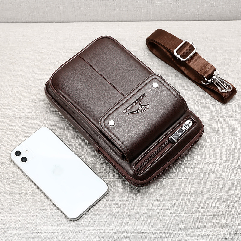 Baodi Kangaroo Waist Bag Men's Mobile Phone Bag Wearing Belt Large Capacity Shoulder Bag Crossbody Foreign Trade Men's Bag 2011 Cross-Border
