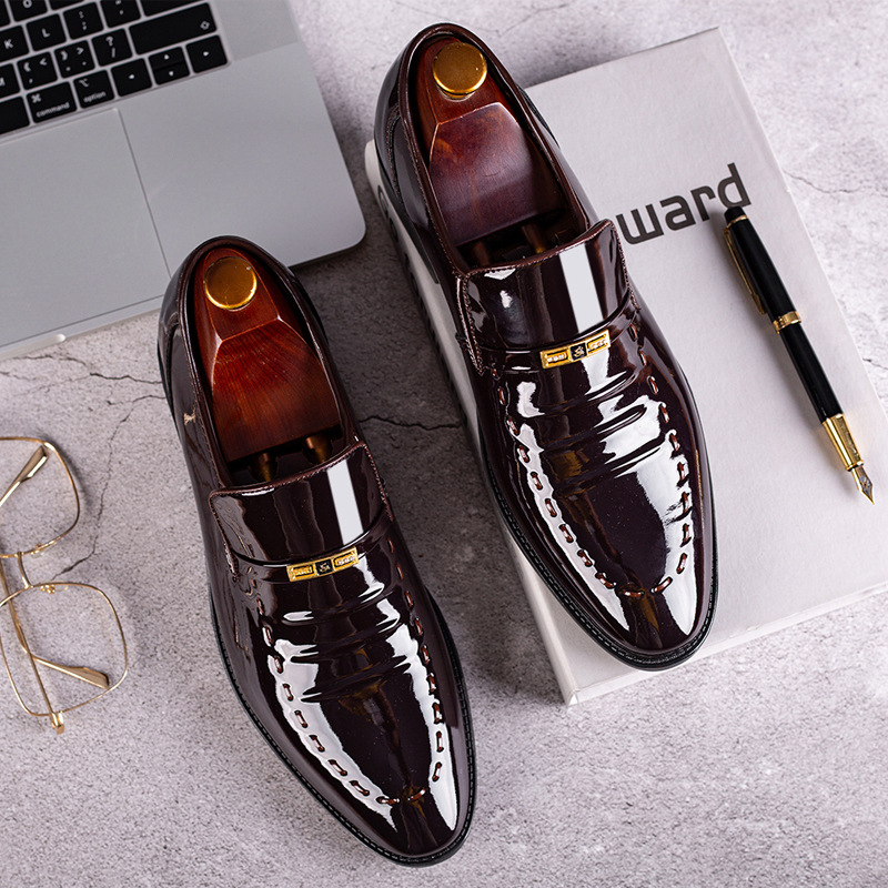 Cross-border Preferred Large Size Leather Shoes Men's Breathable Korean Style Shoes Business Dress Low-top Shoes