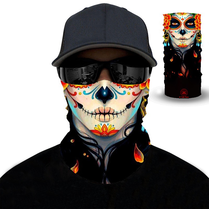 3D print clown skull Magic Turban riding fishing black python camouflage face mask men's and women's mask