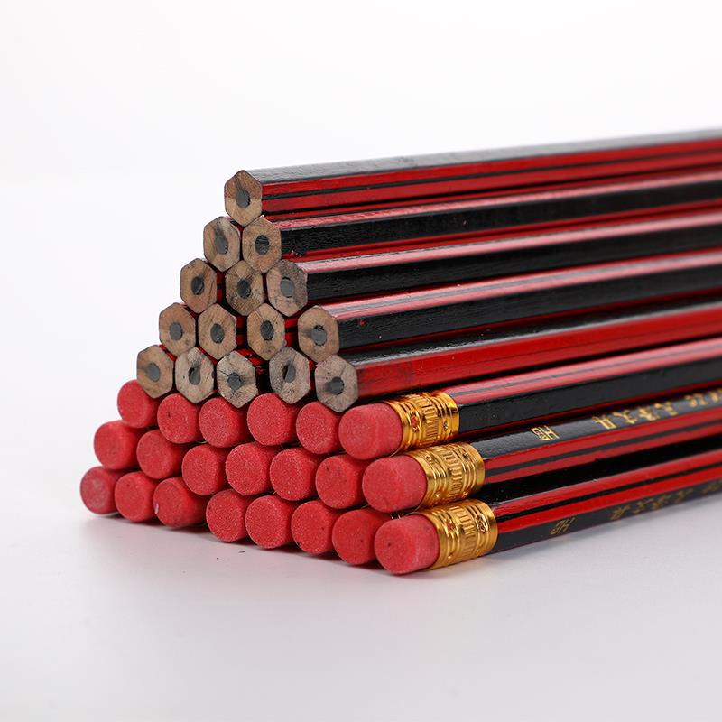 Red and Black Draw Red Rod Children's HB Pencil Good Wood Classic Cover Film Red Painting Sketch Pencil School Supplies