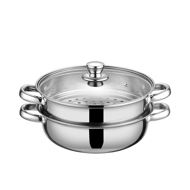 Stainless Steel Hot Pot Double Layer Three Layer Steamer 28cm Household Pot Factory Direct Supply Hot Pot Gift Soup Steamer