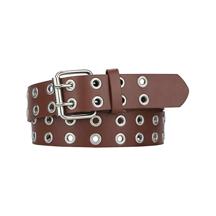 Fashion European and American Punk Double Pin Buckle Belt Women's Eye Belt White Wear Jeans Double Empty Buckle Belt Manufacturers_voghion.com