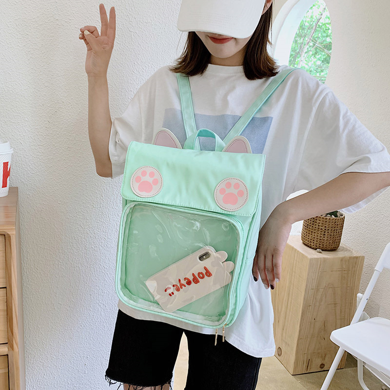 Japanese female junior high school students Korean high school students Mori cute super cute girl backpack transparent schoolbag backpack summer