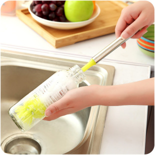 Color round head bendable long handle Cup brush decontamination bottle brush stainless steel handle Cup brush wholesale manufacturers