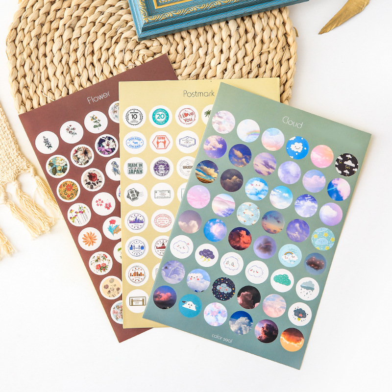 ins Morandi Color Earth Color Seal Sticker Wind Color Dot Sticker Hand Account Peripheral Card Sticker Photo Sticker