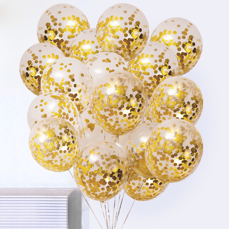 Christmas red and green 12-inch round transparent balloon 2.8g thick latex sequined confetti balloon decorative balloon