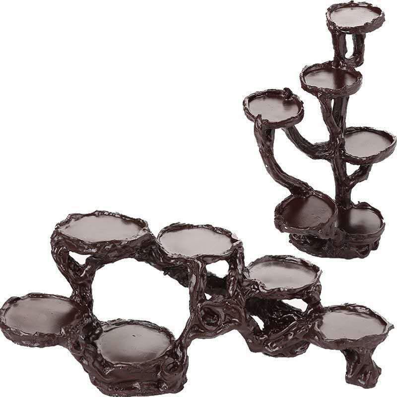 Resin Candlestick Crafts Display Stand Imitation Mahogany Flower Stand Fleshy Bonsai Green Plant Bracket Home Decoration Small Ornaments