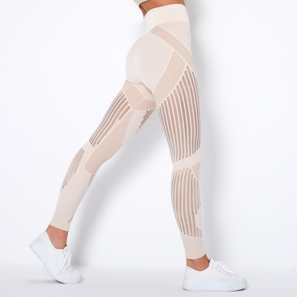 Spot! Cross-border New Mesh Seamless Tights High Waist Naked Sports Fitness Pants Peach Hip Yoga Pants