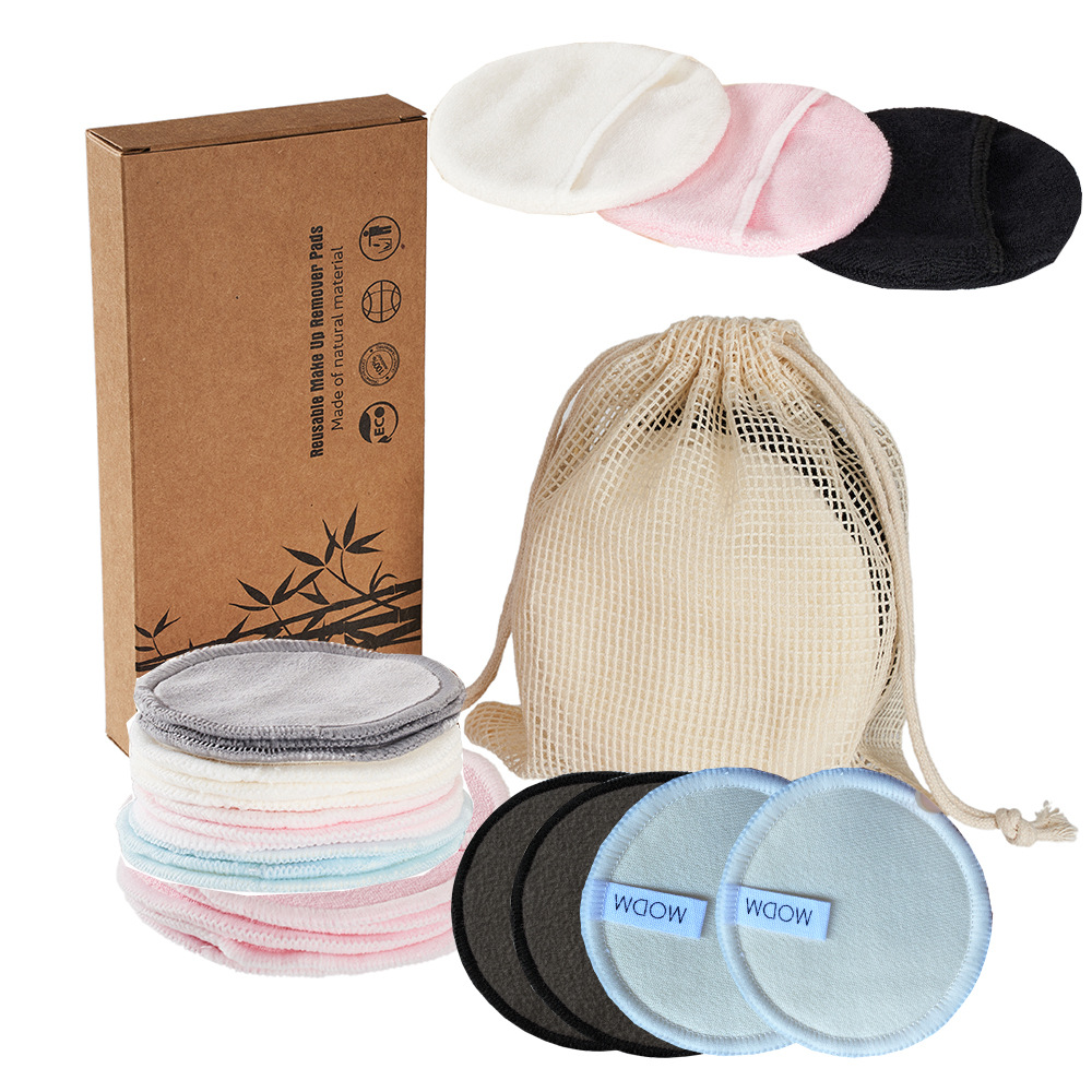 Washable Bamboo Cotton Bamboo Terry Makeup Remover Pad Facial Cleansing Powder Puff Reusable Makeup Remover Cotton Bamboo Fiber Makeup Remover Cotton Pad