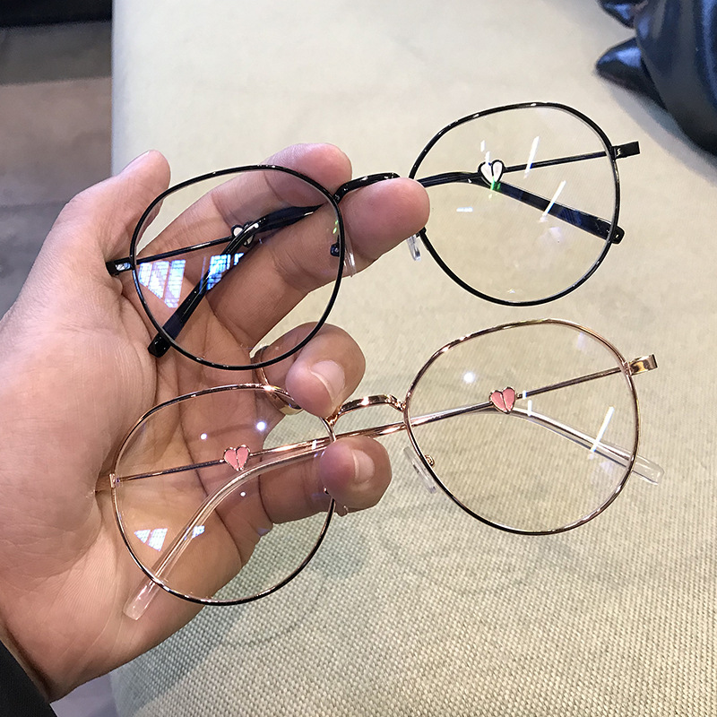 Proximity Mirror Half-and-Half Love Glasses Frame 2020 New Korean Style Plain Student Plain Glasses Cyber Celebrity Artistic Glasses Frame