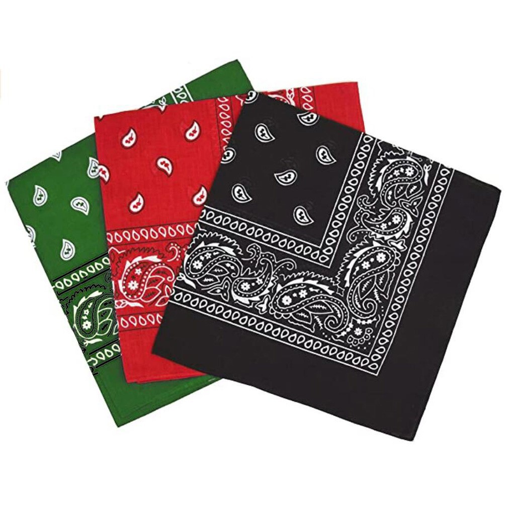Polyester 55cm headscarf cashew large square wholesale, Paisley vortex print 3 sets